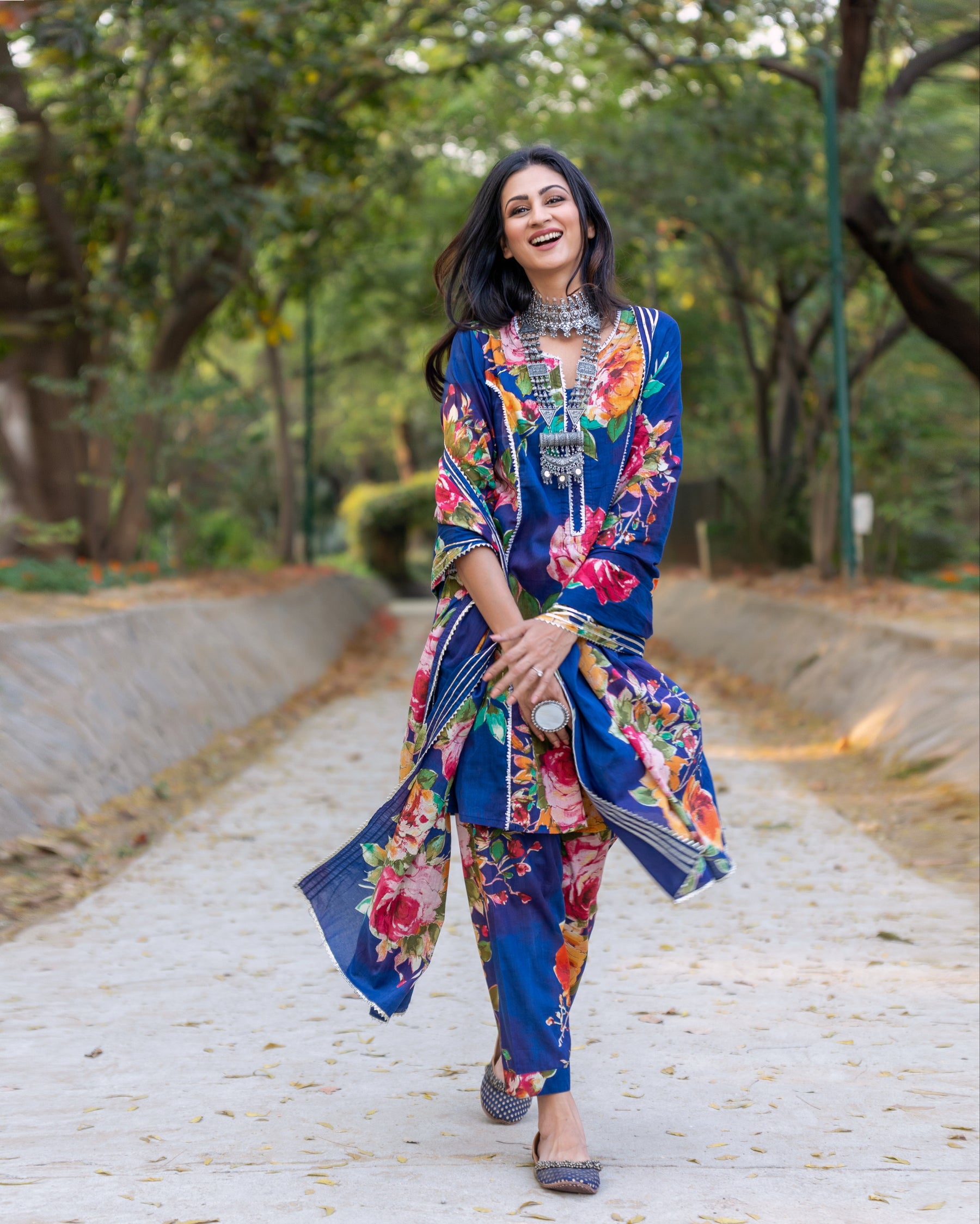 Buy Bunaai Aadya Handblock Printed Red Designer Anarkali Suit Set For Women  Online